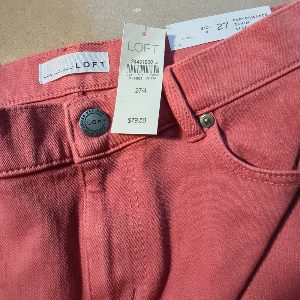 LOFT Ladies Slimming High Waist Jeans In Blushing Pink - Picture 7 of 9